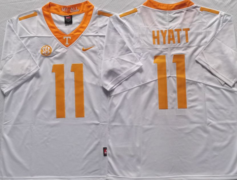 Men Tennessee Volunteers 11 Hyatt White Nike 2025 NCAA Jersey